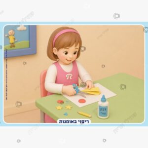 תמונת מוצר: ילדה עושה עבודת יצירה בגזירה והדבקה mt75aetpkgx8 mt75afrvismt