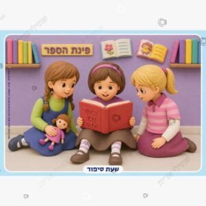 תמונת מוצר: ילדות בפינת הספר מקשיבות לסיפור mt75ep1rabx4 mt75eq8k9jyd