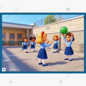 תמונת מוצר: ילדות משחקות בחצר בית הספר בהפסקה mt6y59uux3p1 mt6y5bchqsby