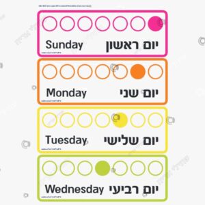 תמונת מוצר: ימים בשבוע אנגלית עברית כיתוב ומספר mvjdm95k82ld mvjdmaflc4h8
