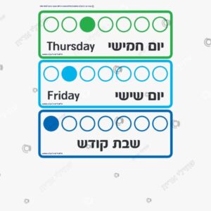 תמונת מוצר: ימים בשבוע אנגלית עברית כיתוב ומספר mvjdm95k82ld p2 mvjdmbq0wpzf